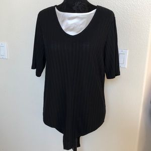 Roman’s Black 1/4 Sleeve Ribbed Body Suit